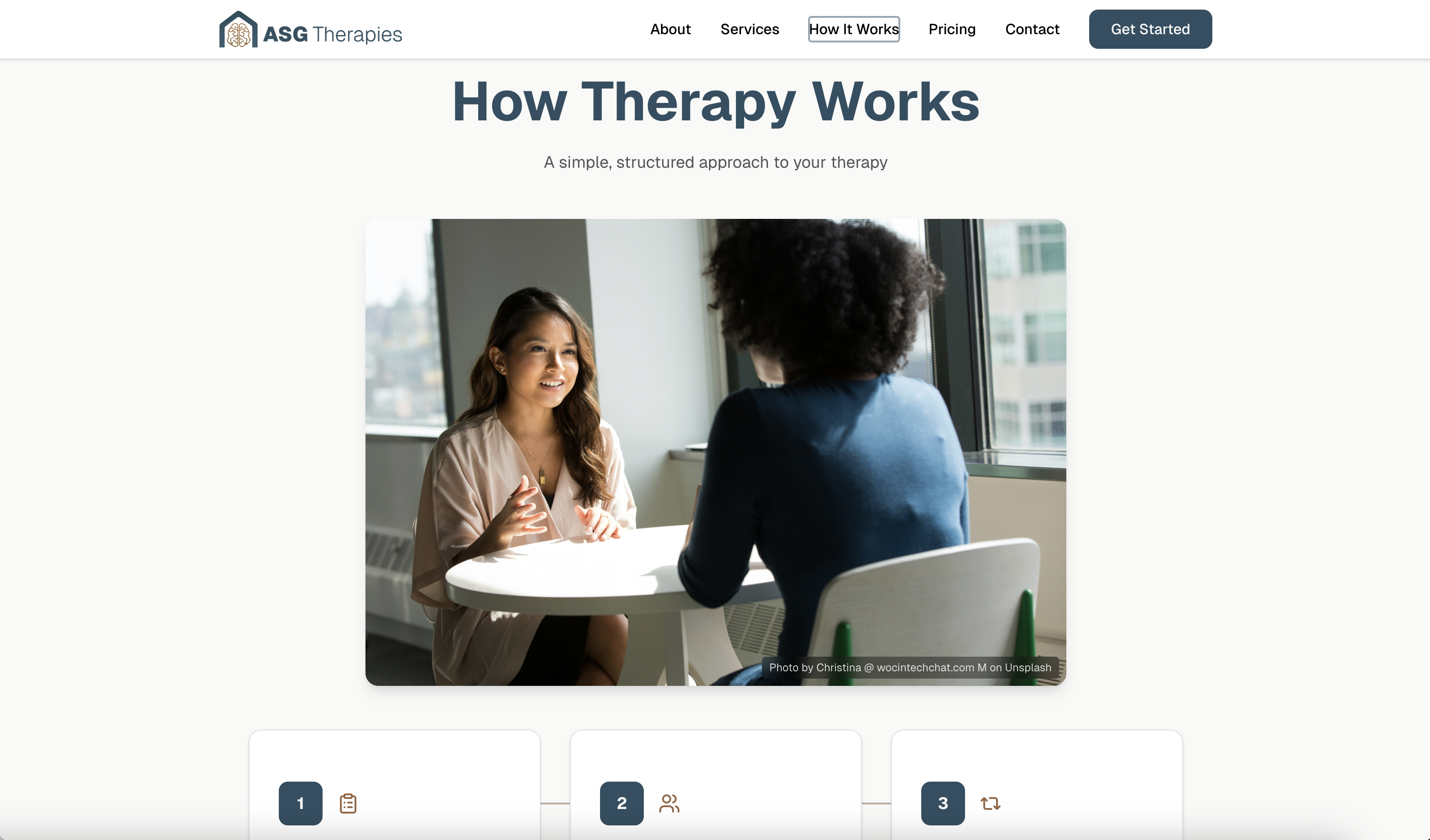 ASG Therapies website screenshot